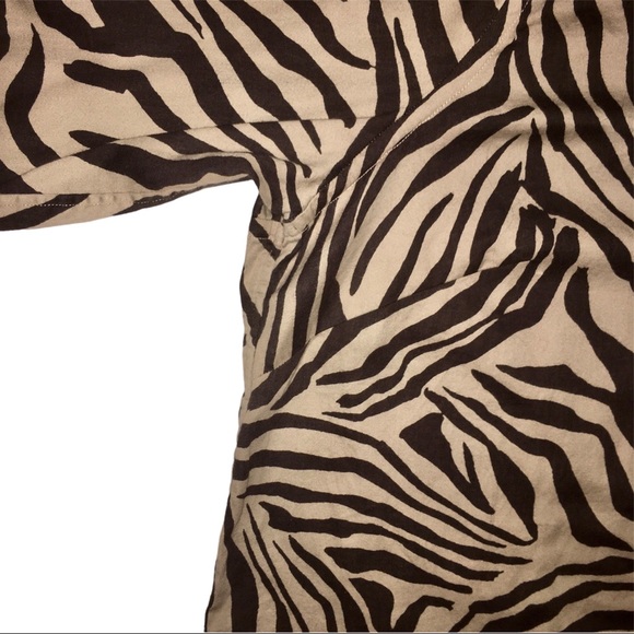 Animal Print Button Down Shirt, Chaps Zebra Print Top, Tiger, 3/4 Sleeve Plus 3x - Picture 6 of 14